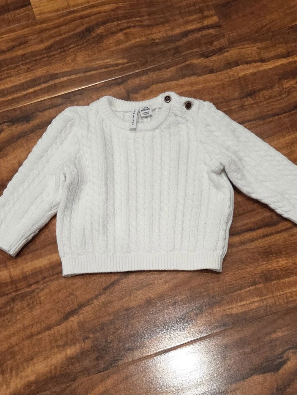 Janie and Jack EUC 3-6 Months White Cableknit Sweater and Pants Set